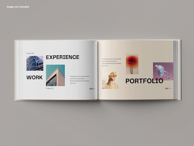 PSD offenes buch mockup im querformat
