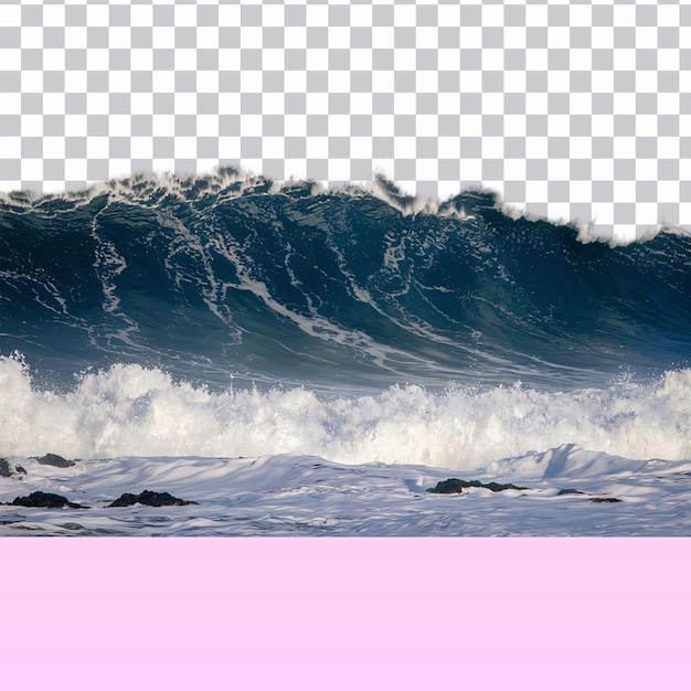 PSD las olas del océano se estrellan en la costa aisladas