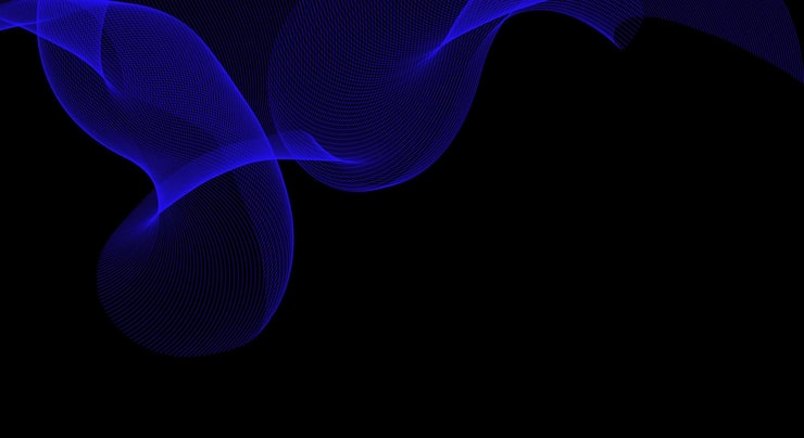 PSD ondas dinámicas de luz azul sobre un fondo negro