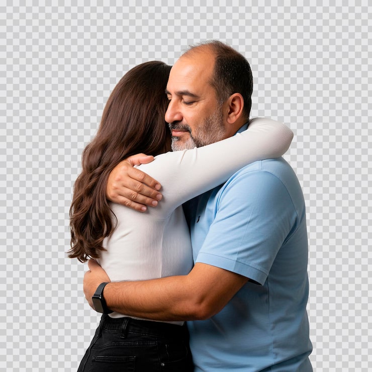 PSD padre e hija abrazándose mostrando afecto