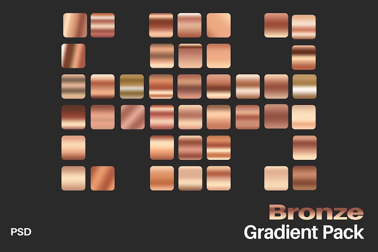 PSD paquete de gradiente de bronce para el diseño digital