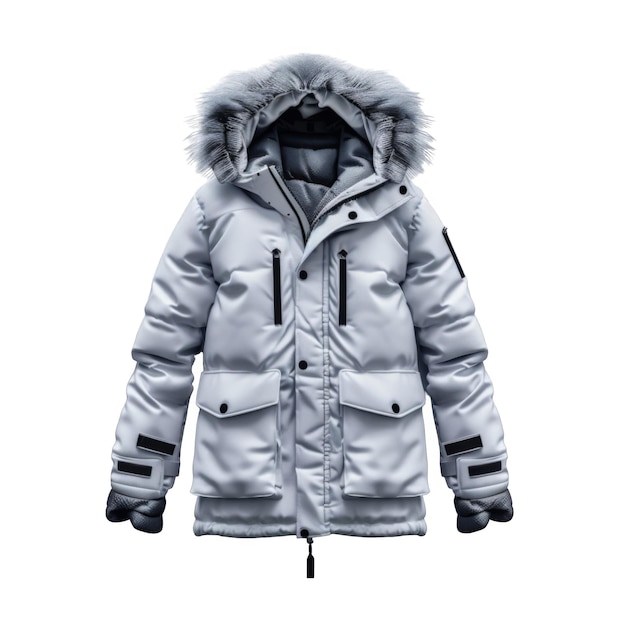 PSD parka blanche d'hiver avec capuche à fourrure
