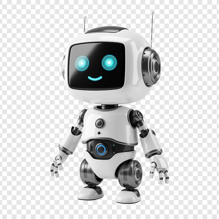 PSD piccolo robot carino su uno sfondo trasparente
