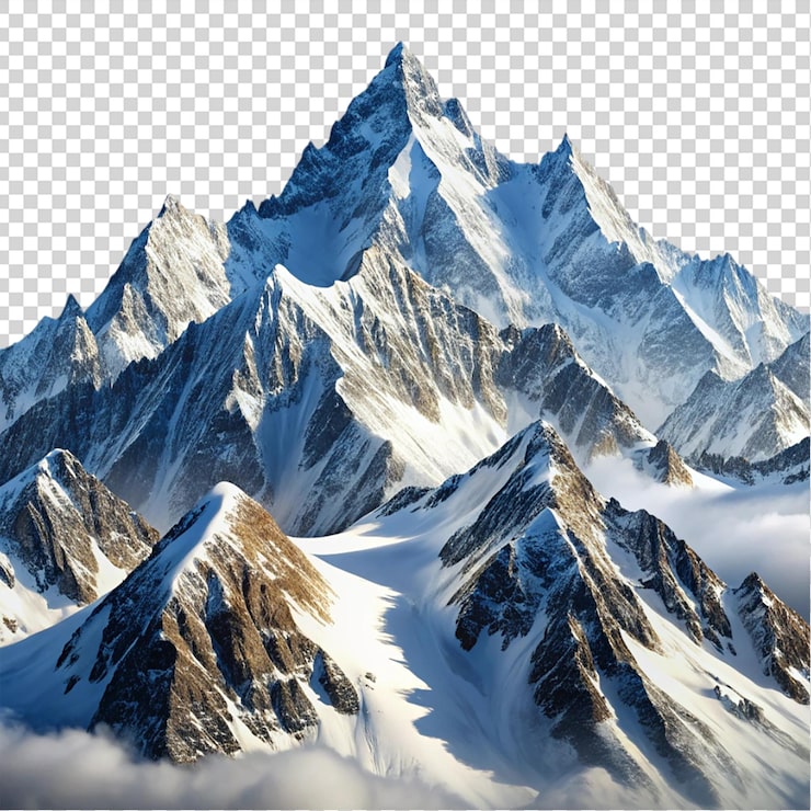 PSD picos de montanhas nevadas isolados em fundo transparente
