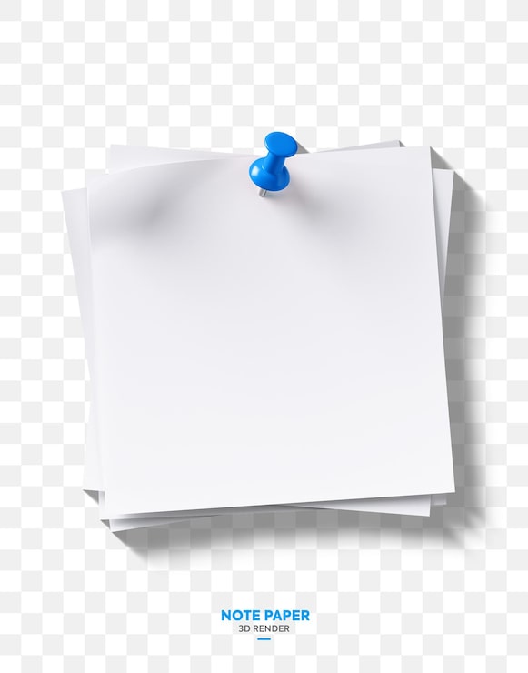 PSD pilha de papel para anotações branca com tachinha azul