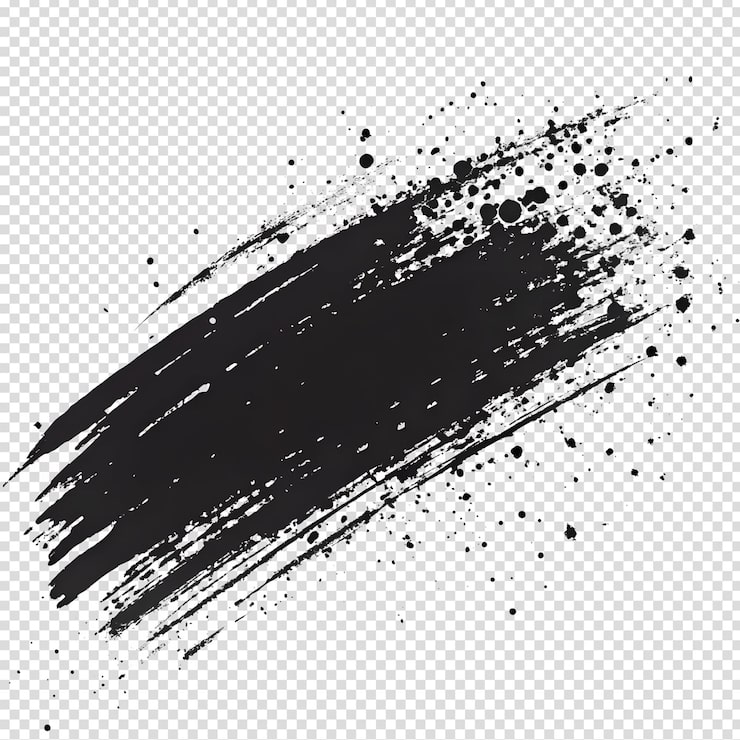PSD pincelada negra abstracta con salpicaduras de tinta elemento de diseño grunge efecto salpicadura creativa