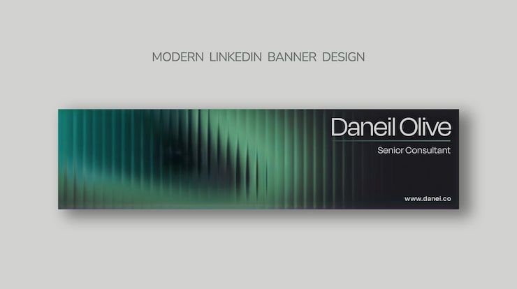 PSD plantilla de banner de linkedin moderno con efecto de vidrio simulado y diseño abstracto verde
