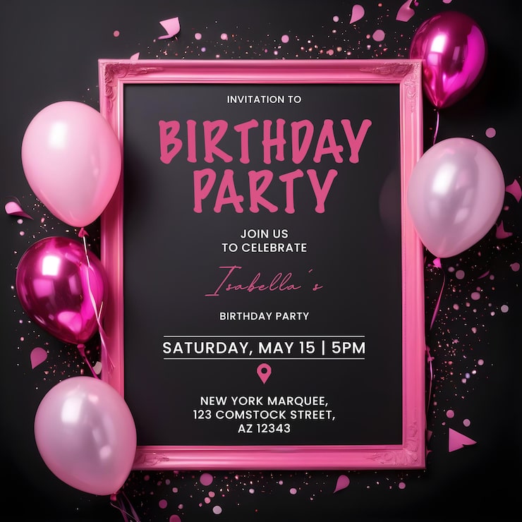 PSD plantilla de diseño de tarjetas de invitación para fiestas de cumpleaños
