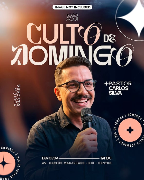 PSD plantilla de folleto moderno para el servicio dominical de la iglesia con pastor