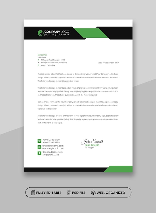 PSD plantilla de papel de carta profesional para la comunicación empresarial