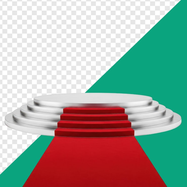 PSD podio circular con alfombra roja para premios
