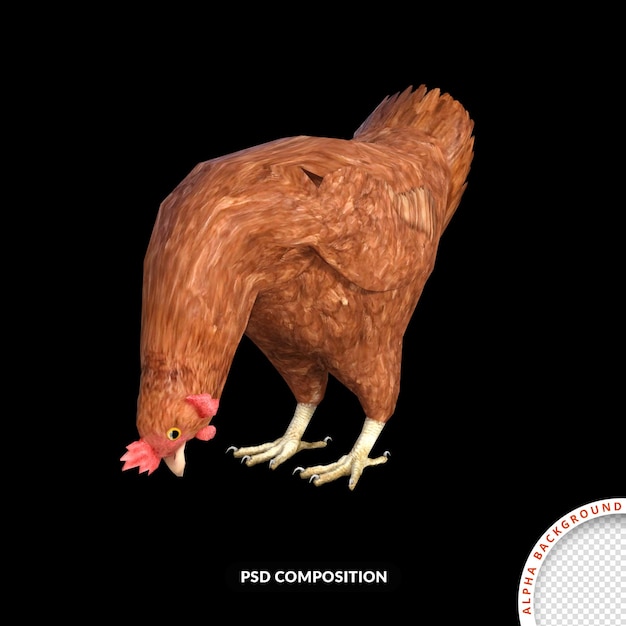 PSD pollo rendering 3d psd premium