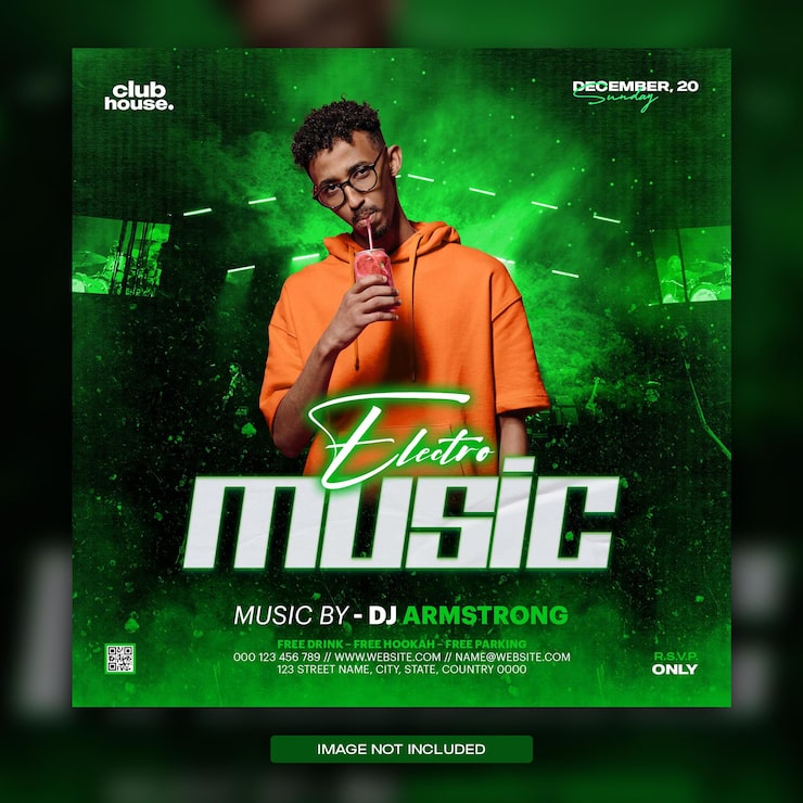 PSD post di social media per feste musicali in discoteca e banner web