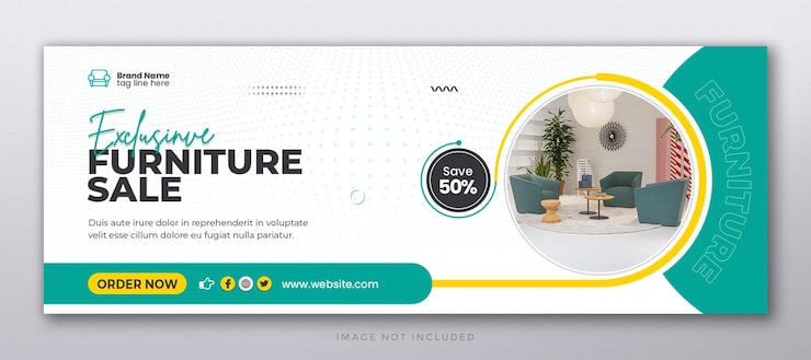 PSD promoção de venda de móveis capa de facebook de mídia social e modelo de banner da web