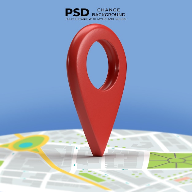 PSD psd 3d ikona lokace gps mapa