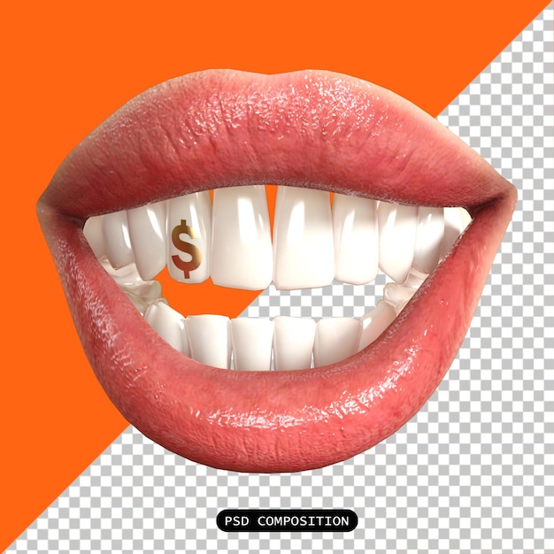 PSD psd lips femme avec expression isolée 3d render illustration