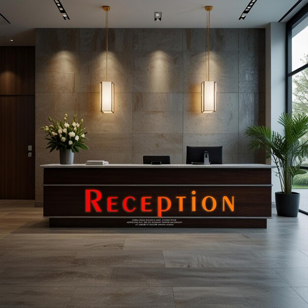 PSD réception de bureau avec un style moderne et professionnel