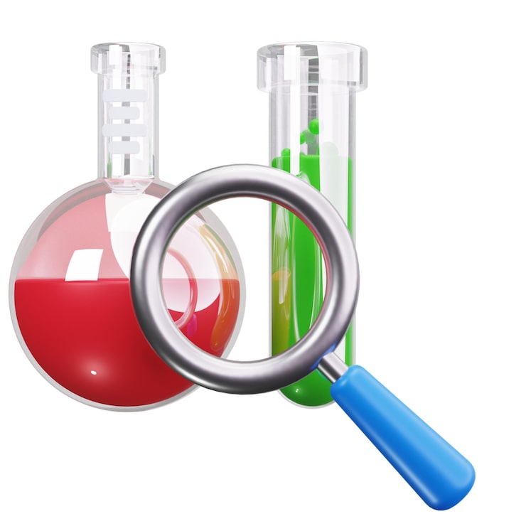 PSD recherche en laboratoire de chimie 3d avec loupe