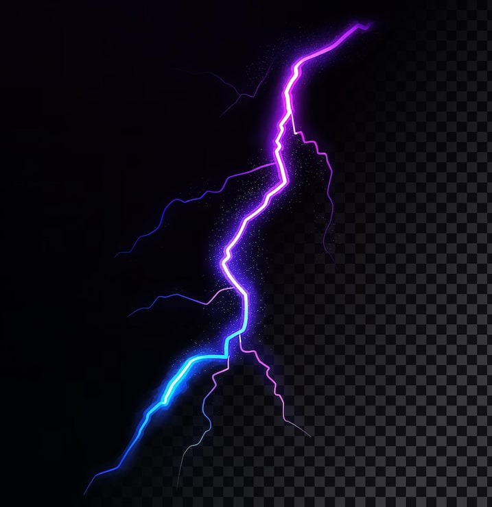 PSD relâmpago roxo e azul
