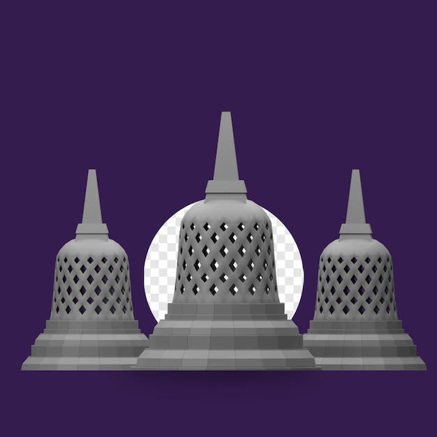 PSD render 3d candi borobudur