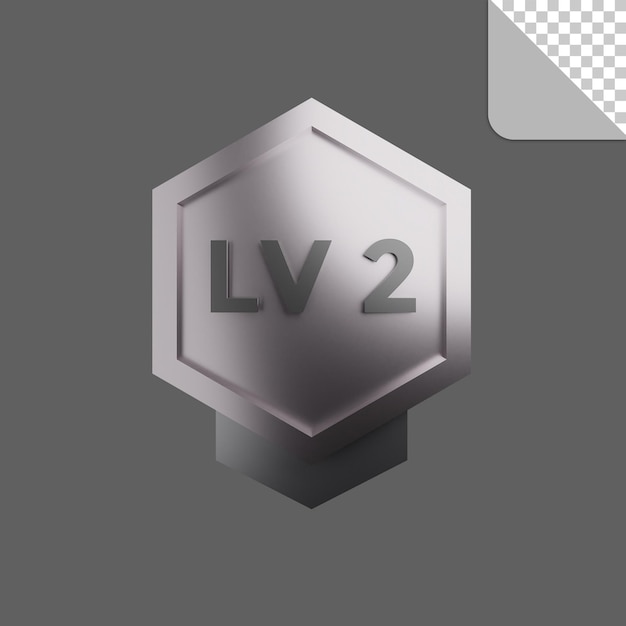 PSD render 3d lencana level 2