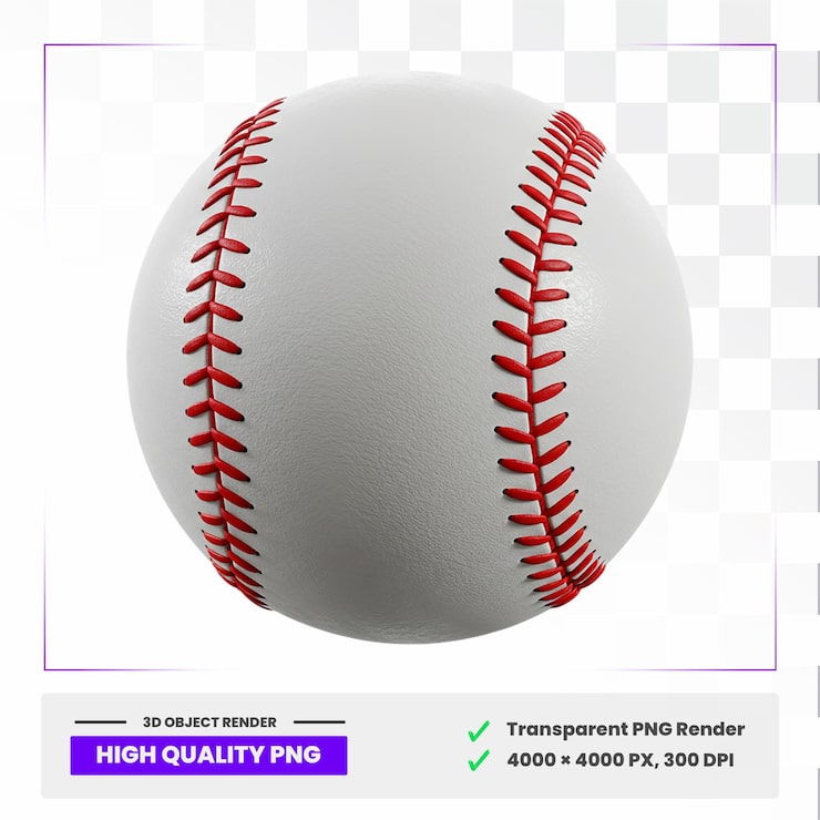 PSD rendering 3d di una palla da baseball