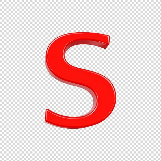 PSD rendering 3d huruf s terisolasi pada transparan