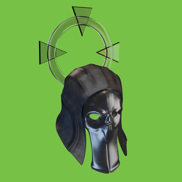 PSD renderização 3d de capacete e vidro metálico