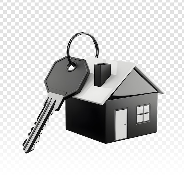 PSD renderização 3d de casa e chave para conceito imobiliário