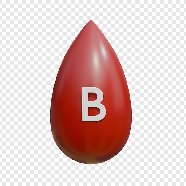 PSD renderização 3d de gota de sangue tipo b