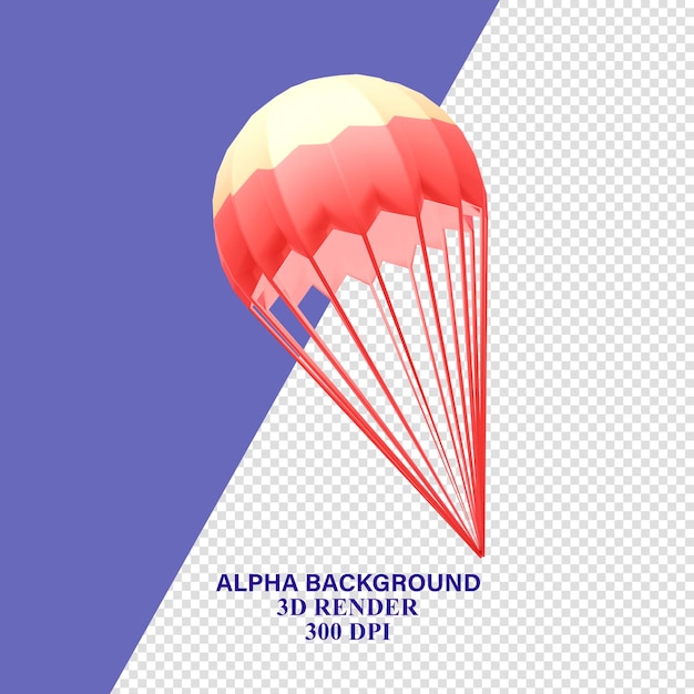 PSD renderização 3d de paraquedas com fundo alfa