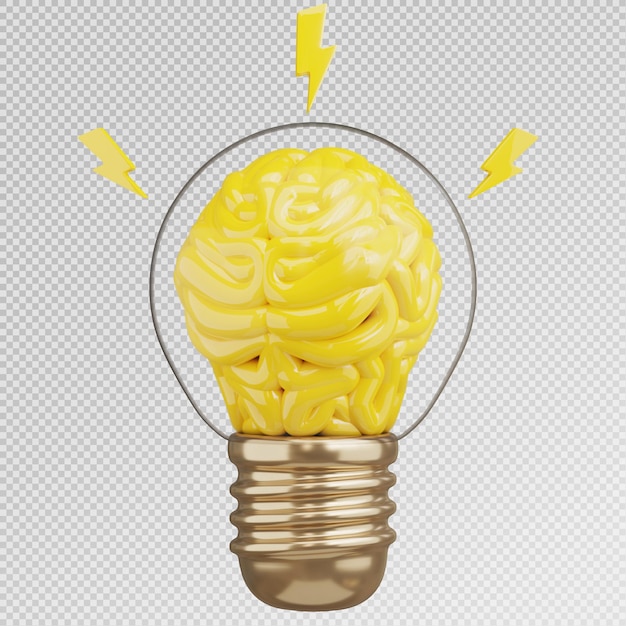 PSD renderização 3d do ícone de brainstorming