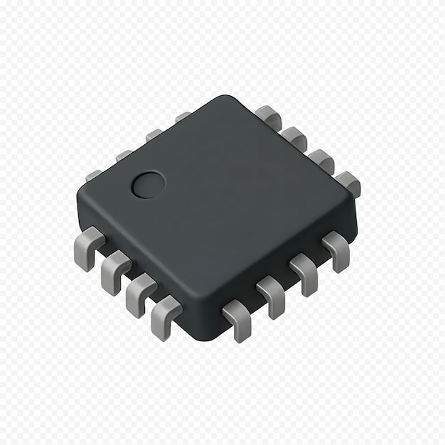 PSD renderização 3d isométrica de um componente de microchip