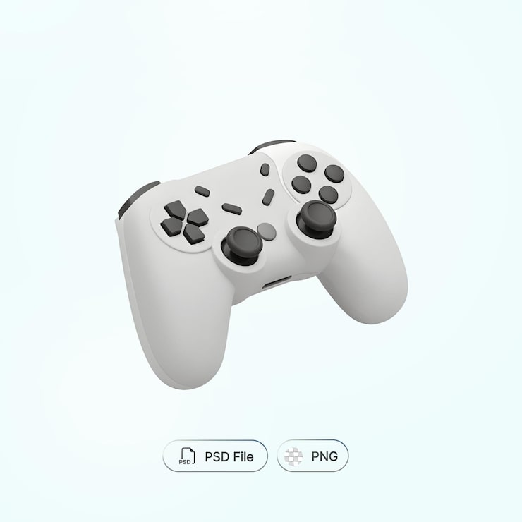 PSD renderização de controle de jogo 3d branco