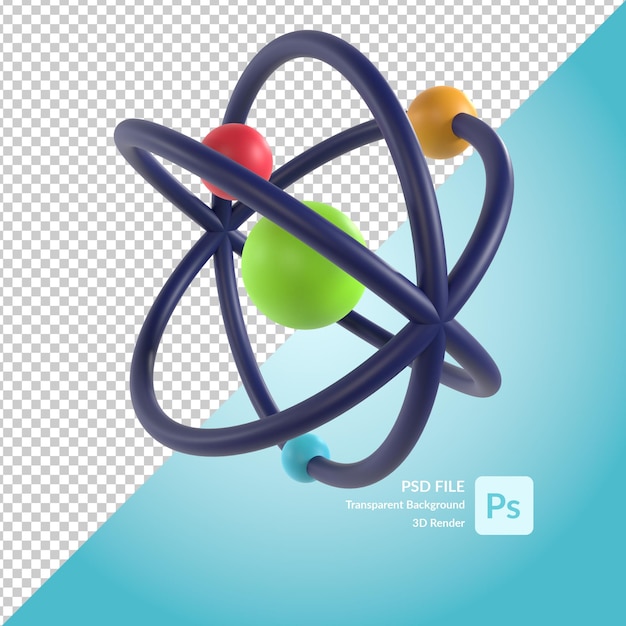 PSD renderização de ilustração 3d de átomo