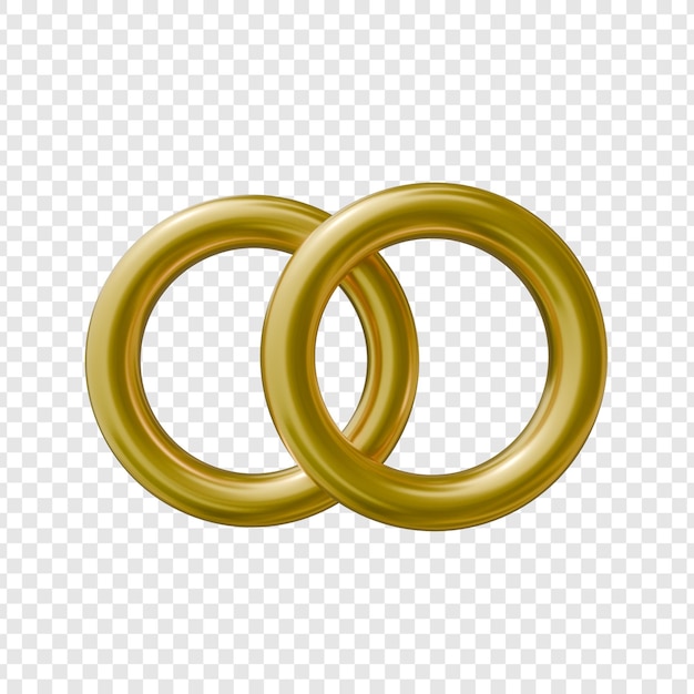 PSD rendu 3d d'anneaux dorés entrelacés.
