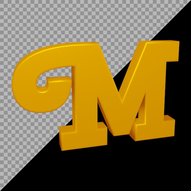 PSD rendu 3d de la lettre m de l'alphabet