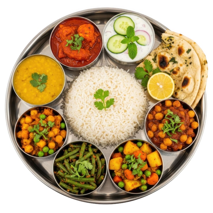 PSD repas thali indien traditionnel