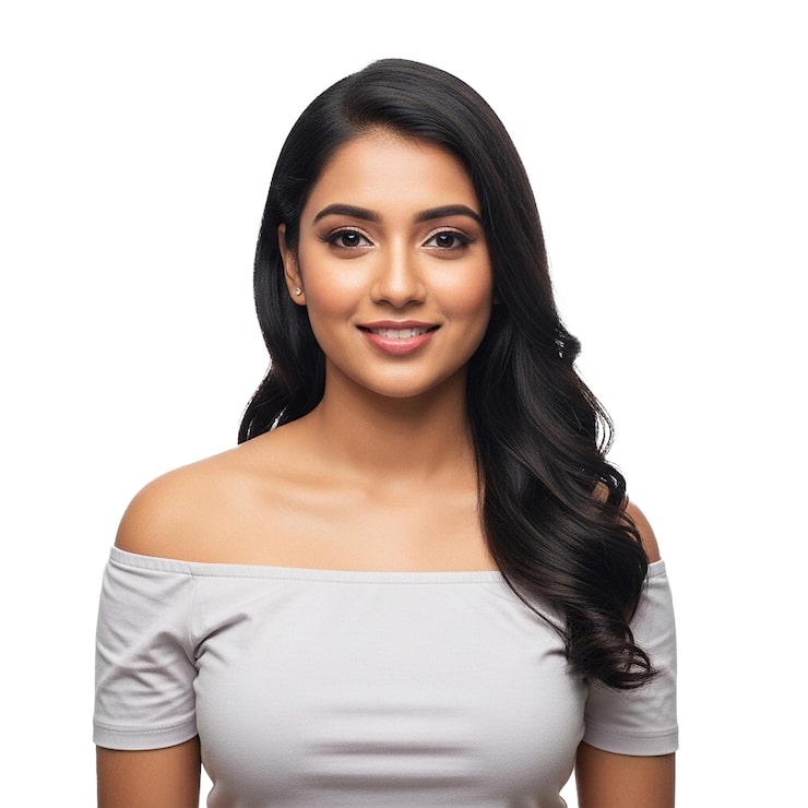 PSD retrato de una hermosa mujer joven sonriendo con confianza