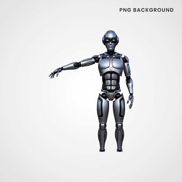 PSD robot humanoïde debout avec le bras étendu