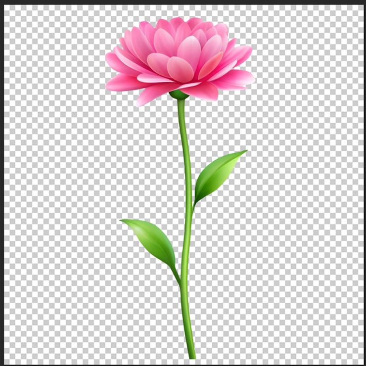 PSD rosa stammblume auf durchsichtigem hintergrund