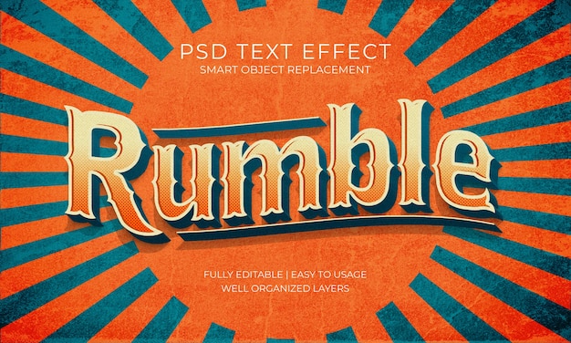 PSD rumble retro text effect