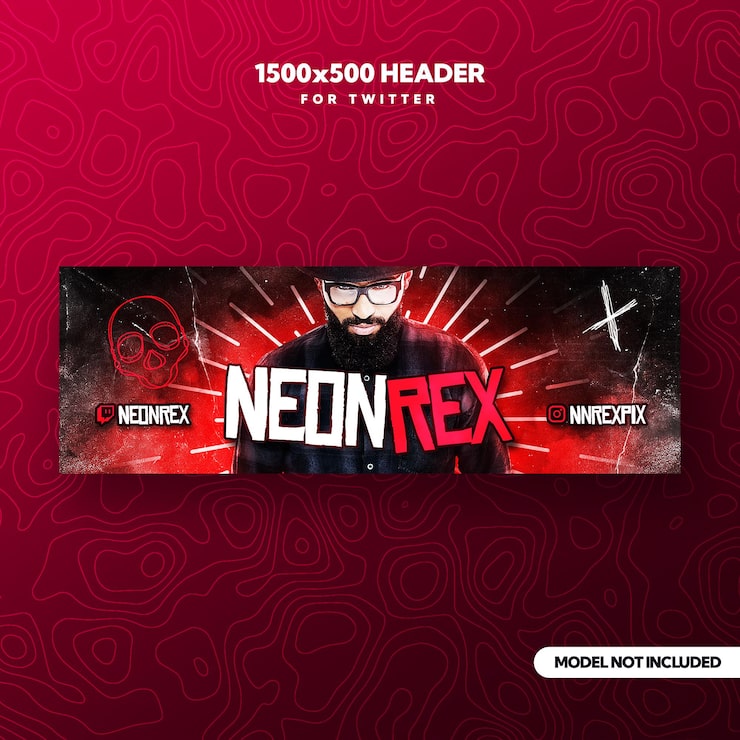 PSD schema di banner di skull grunge twitter x gaming