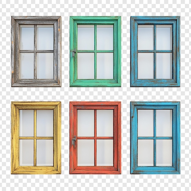 PSD sei finestre d'epoca colorate
