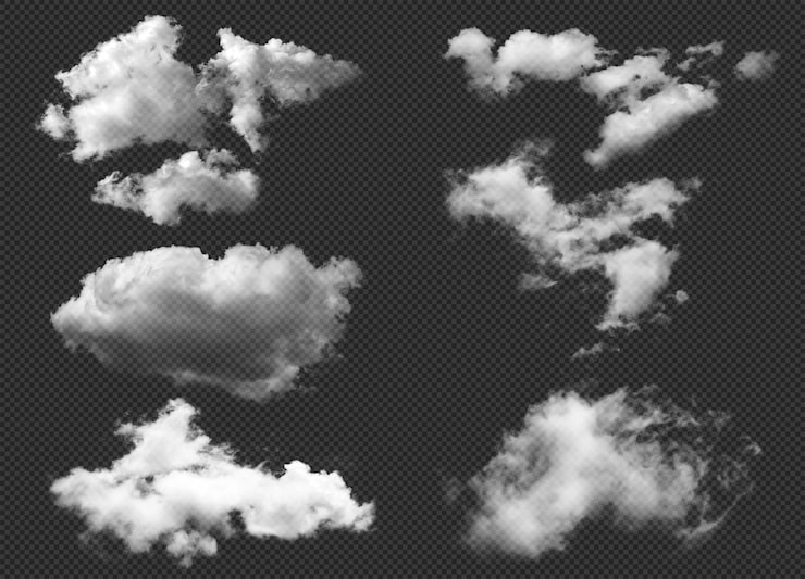PSD set de elemento de nube realista nube transparente nube ultra realista archivo psd de 300dpi