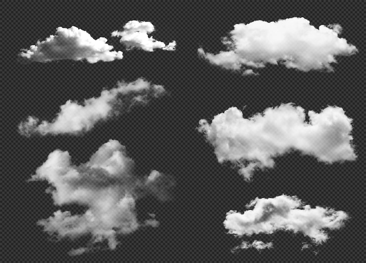 PSD set de elemento de nube realista nube transparente nube ultra realista archivo psd de 300dpi