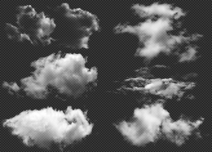 PSD set de elemento de nube realista nube transparente nube ultra realista archivo psd de 300dpi