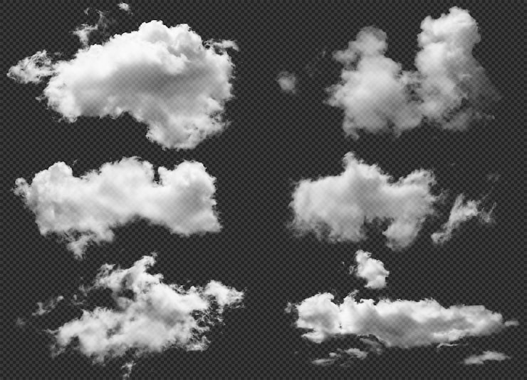 PSD set de elemento de nube realista nube transparente nube ultra realista archivo psd de 300dpi