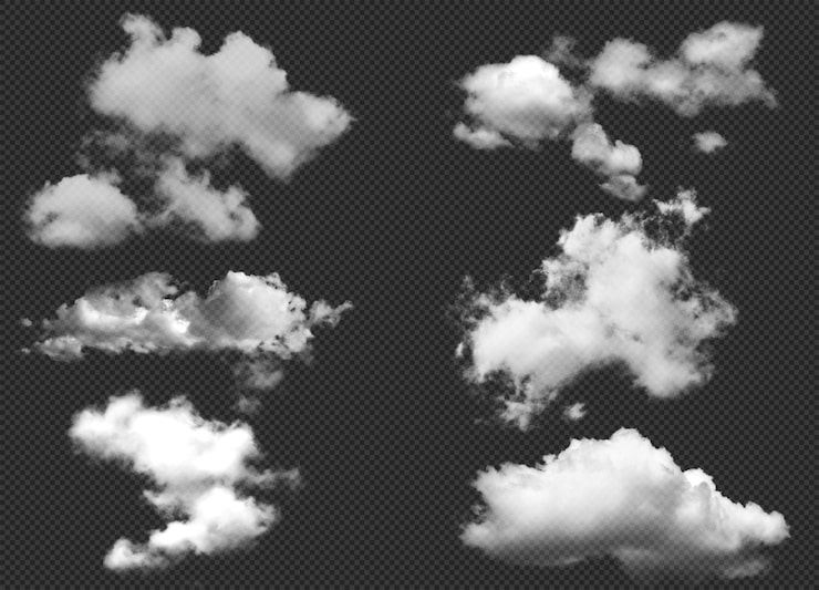 PSD set de elemento de nube realista nube transparente nube ultra realista archivo psd de 300dpi