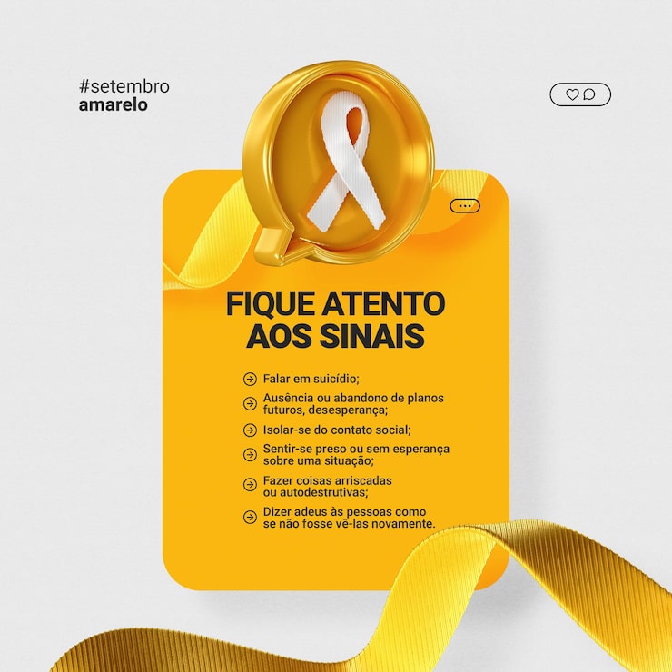 PSD setembro amarelo post conceito psd modelo 3d fita amarela